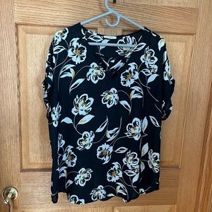 Floral Black and White Women's Top